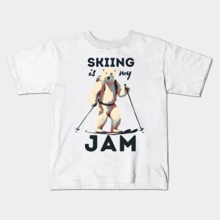 Skiing Is My Jam Polar Bear Skiing Kids T-Shirt